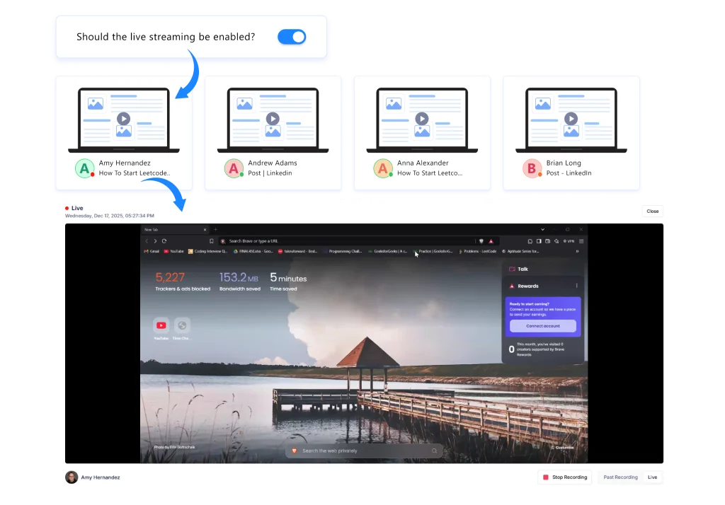 live screen dashboard